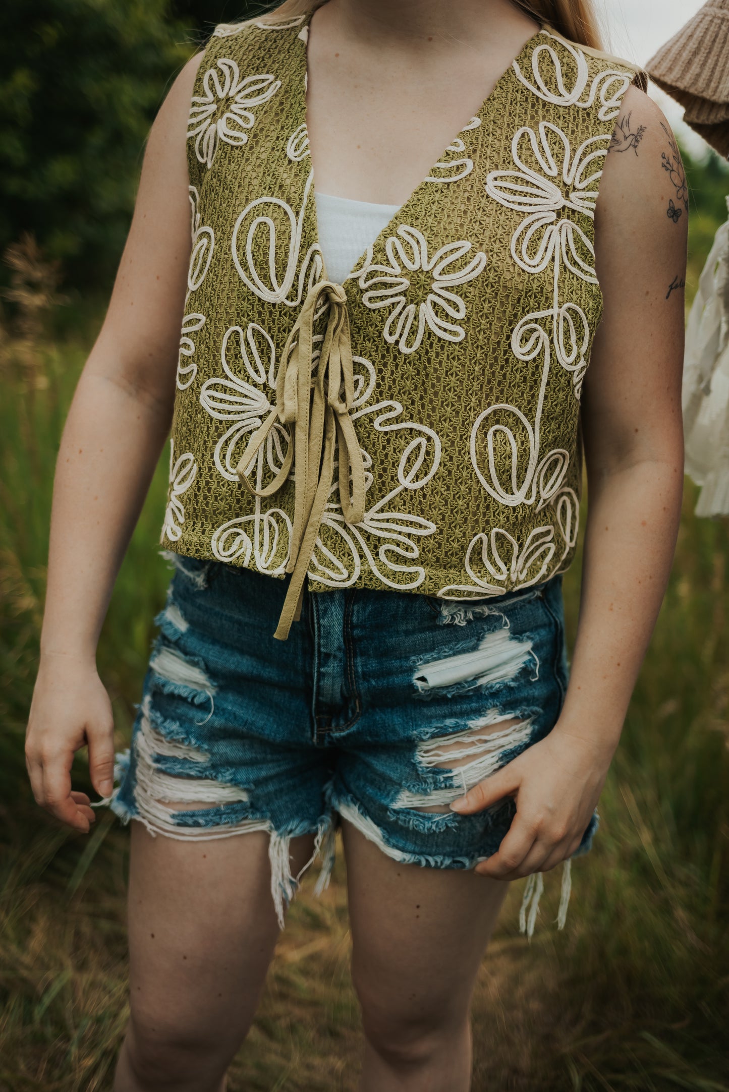Matcha Embroidered Vest