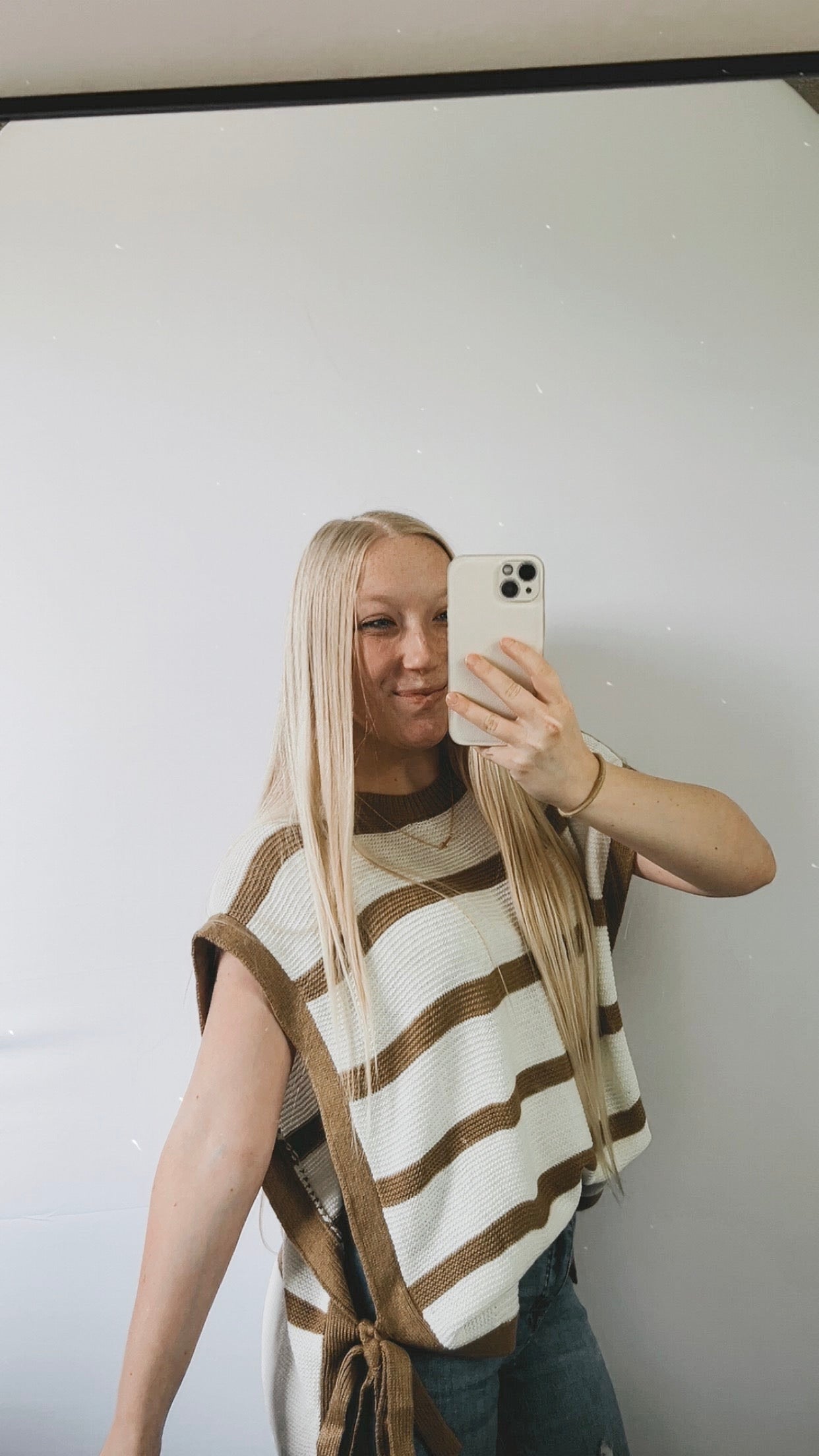 Mocha Striped Knit Top- Large