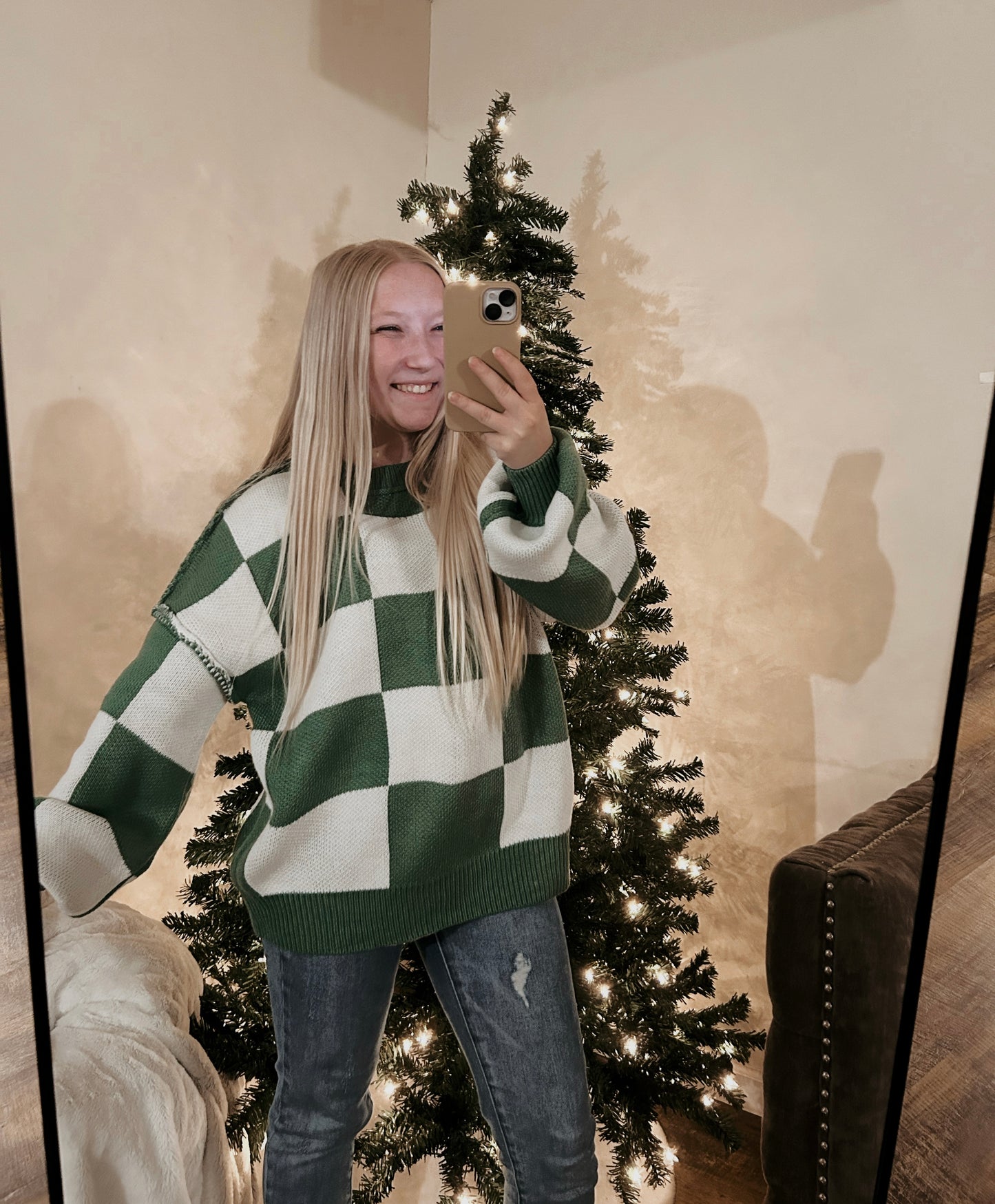 Pine Checkered Sweater- 2XL