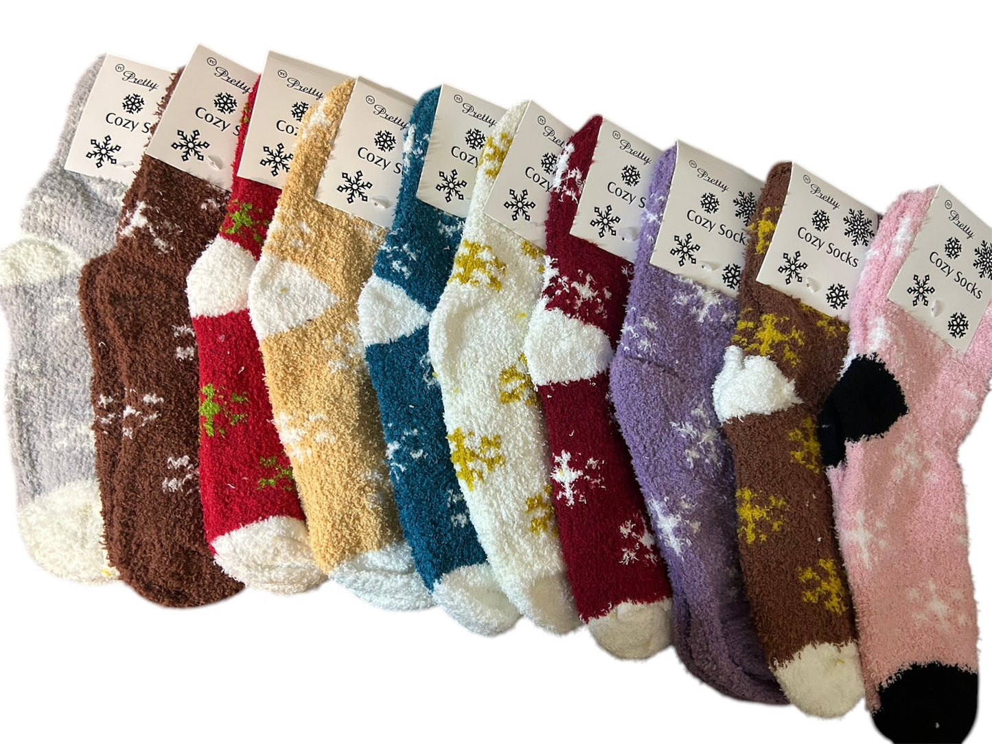 Fuzzy Snowflake Socks