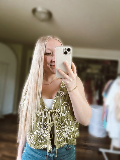 Matcha Embroidered Vest
