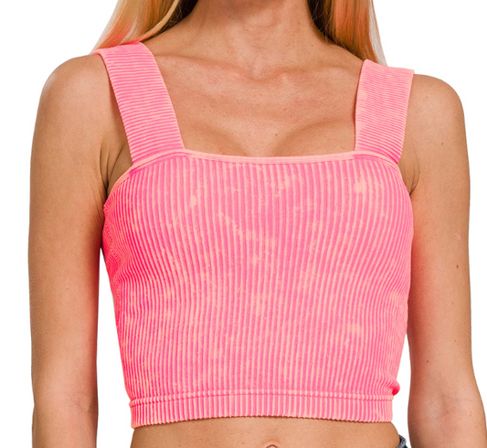 Coral Ribbed Tank