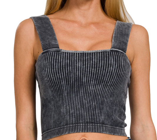 Ash Black Ribbed Tank