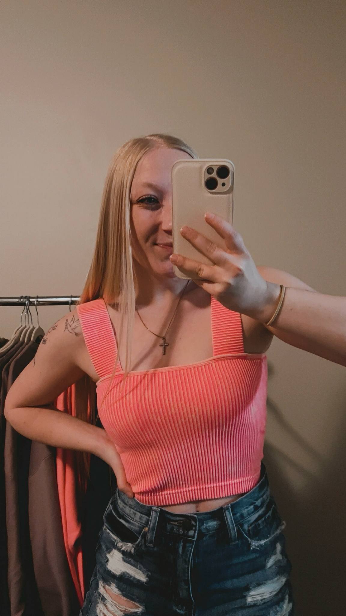 Coral Ribbed Tank